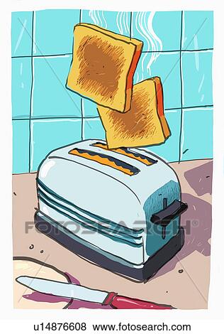 Toaster popping toast out Stock Illustration | u14876608 | Fotosearch