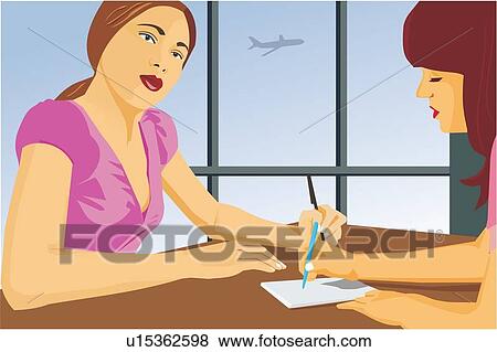 Stock Illustration - Two businesswomen having a discussion. Fotosearch