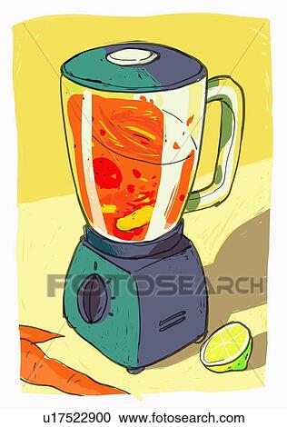Clipart - Vegetables in a blender. Fotosearch
