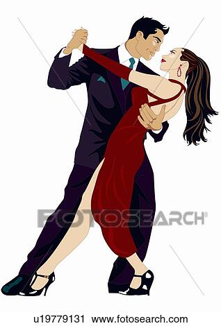 Clip Art - Young couple dancing tango. Fotosearch