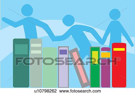 Drawing - Books arranged in a row . Fotosearch