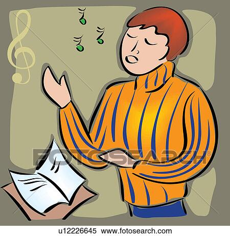 Front view of a boy singing View Large Illustration Stock Illustration - Front view of a boy singing . Fotosearch