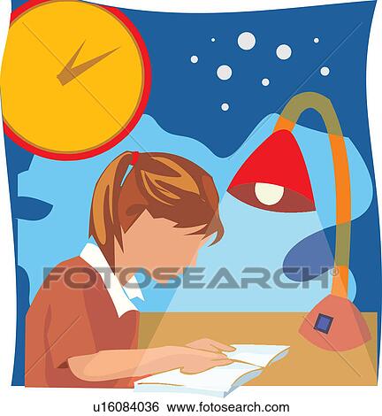 Side view of a girl studying book View Large Illustration Stock Illustration - Side view of a girl studying book. Fotosearch