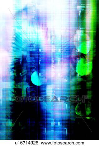 Stock Illustration - Light streaks superimposed on a blue background. Fotosearch