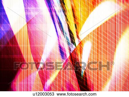 Yellow light streaks superimposed on a striped background View Large Illustration Drawing - Yellow light streaks superimposed on a striped background. Fotosearch