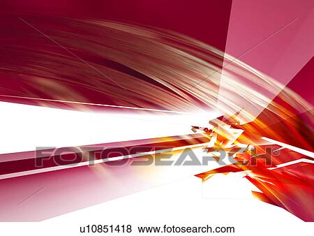 Stock Illustration - Yellow light streaks superimposed on a red background. Fotosearch