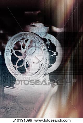 Stock Illustration - Table fan superimposed on a dark background. Fotosearch