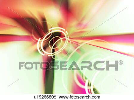 Glowing rings superimposed on a colored background View Large Illustration Stock Illustration - Glowing rings superimposed on a colored background. Fotosearch
