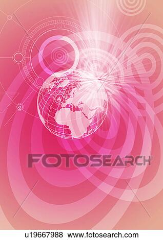 Stock Illustration - White rings superimposed on a pink background. Fotosearch