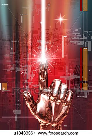 Light streak emitting from a metallic human hand View Large Illustration Stock Illustration - Light streak emitting from a metallic human hand. Fotosearch