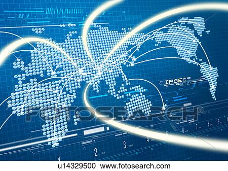 Light streaks superimposed on a map of the world View Large Illustration Clipart - Light streaks superimposed on a map of the world. Fotosearch