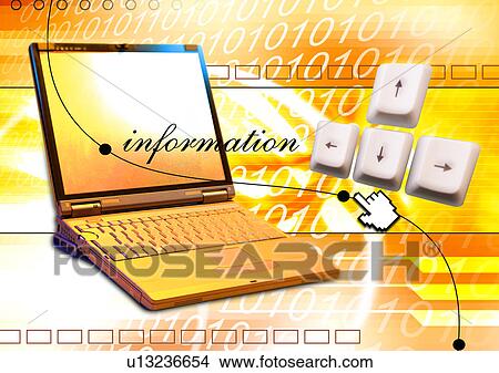 Laptop superimposed on a yellow background View Large Illustration Stock Illustration - Laptop superimposed on a yellow background. Fotosearch