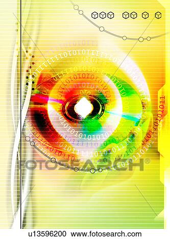 Clipart - Sphere superimposed on a multi colored background. Fotosearch
