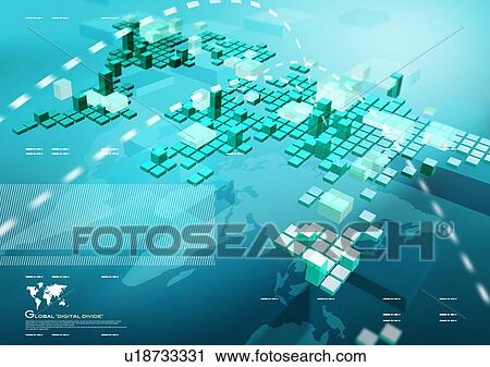 Pattern of squares superimposed on the map of the world View Large Illustration Clip Art - Pattern of squares superimposed on the map of the world. Fotosearch