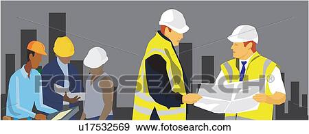 Architect discussing blueprint View Large Illustration Stock Illustration - Architect discussing blueprint. Fotosearch