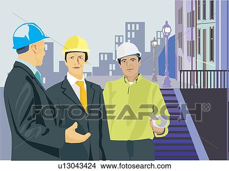 Architects having discussion View Large Illustration Stock Illustration - Architects having discussion. Fotosearch