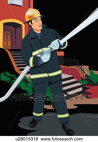 Stock Illustration - Front view of a fireman . Fotosearch