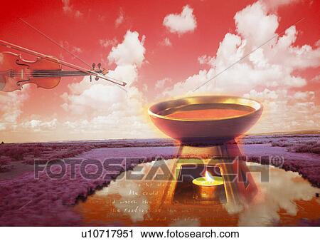 Clip Art - Spa products superimposed on a pastel background. Fotosearch