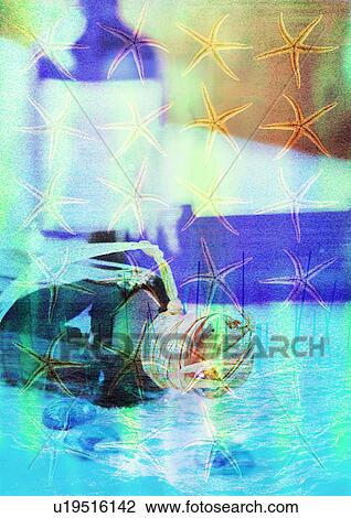 Spa products superimposed on a pastel background View Large Illustration Drawing - Spa products superimposed on a pastel background. Fotosearch
