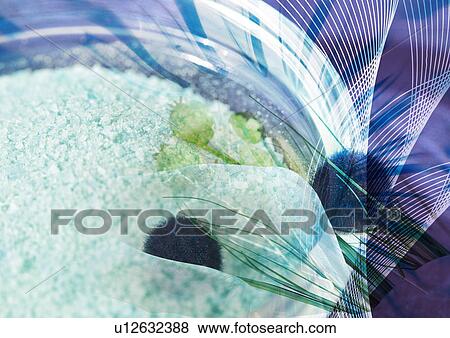 Stock Illustration - Spa products superimposed on a pastel background. Fotosearch