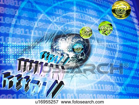 Internet symbols superimposed on a blue background of binary code View Large Illustration Stock Illustration - Internet symbols superimposed on a blue background of binary code. Fotosearch