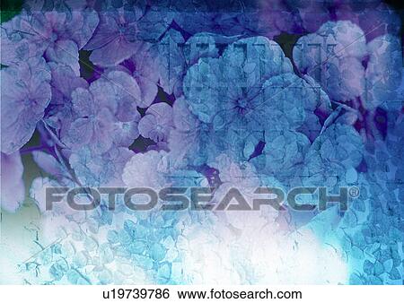 Pattern of flowers superimposed on a blue background View Large Illustration Stock Illustration - Pattern of flowers superimposed on a blue background. Fotosearch