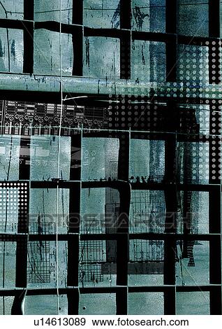 Stock Illustration - Black square pattern superimposed on a grey background. Fotosearch
