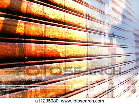 Clipart - Light streaks superimposed on a metal surface. Fotosearch