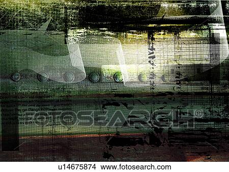 Stock Illustration - Text superimposed on a dark background. Fotosearch