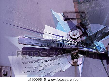 Stock Illustration - Text superimposed on a grey metallic background. Fotosearch