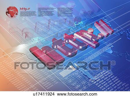 Internet language superimposed on a background of text View Large Illustration Stock Illustration - Internet language superimposed on a background of text. Fotosearch