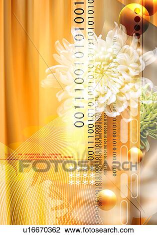 Flowers superimposed on a colored background View Large Illustration Drawing - Flowers superimposed on a colored background. Fotosearch