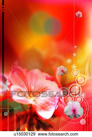 Flowers superimposed on a colored background View Large Illustration Stock Illustration - Flowers superimposed on a colored background. Fotosearch