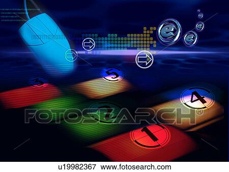 Stock Illustration - Computer mouse superimposed on a background of numbers. Fotosearch