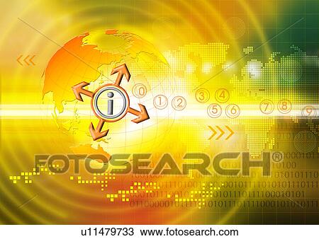 Drawing - Pattern of arrows superimposed on a yellow background. Fotosearch