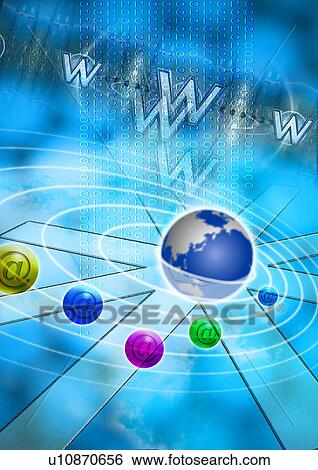 Planets superimposed on a blue background View Large Illustration Stock Illustration - Planets superimposed on a blue background. Fotosearch