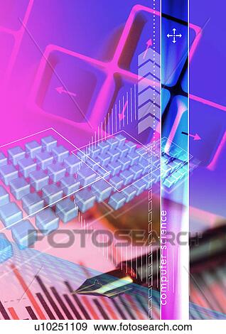 Stock Illustration - Computer keyboard and pen superimposed on a background. Fotosearch
