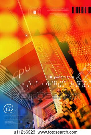 Internet symbols superimposed on an orange background View Large Illustration Drawing - Internet symbols superimposed on an orange background. Fotosearch