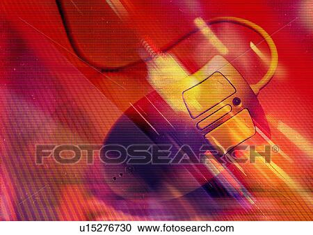 Clipart - Computer mouse superimposed on a red background. Fotosearch
