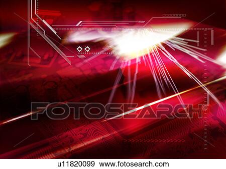 Stock Illustration - Light rays on a red background. Fotosearch