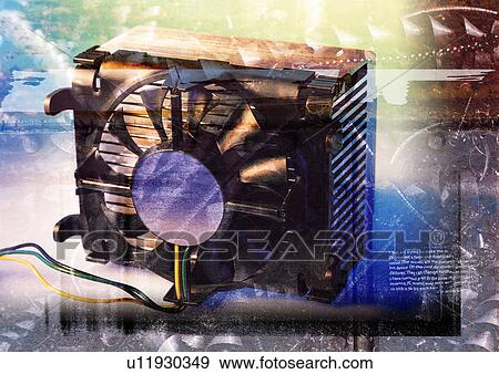 Stock Illustration - Exhaust fan superimposed on a grey background. Fotosearch