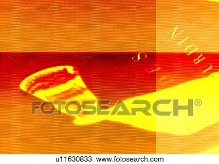 Yellow pattern on an orange background View Large Illustration Drawing - Yellow pattern on an orange background. Fotosearch