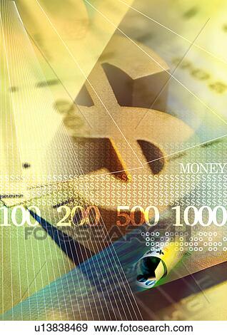 Stock Illustration - Dollar sign superimposed on a striped background. Fotosearch