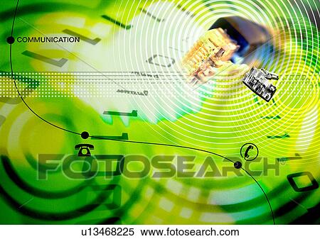 Stock Illustration - Text and numbers superimposed on a green background. Fotosearch