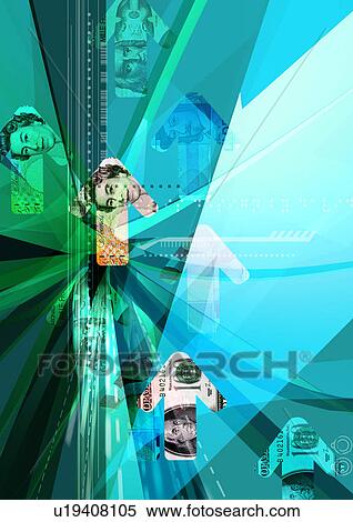 Close-up of arrows superimposed on a blue background View Large Illustration Stock Illustration - Close-up of arrows superimposed on a blue background. Fotosearch