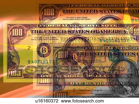 Orange hues superimposed on dollar bills View Large Illustration Drawing - Orange hues superimposed on dollar bills. Fotosearch