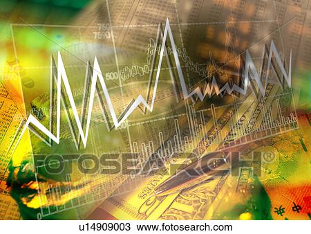 Drawing - Graph superimposed on a multi colored background. Fotosearch
