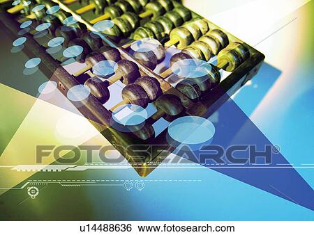 Stock Illustration - Abacus superimposed on a multi colored background. Fotosearch