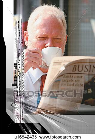 Businessman superimposed on a grey background View Large Illustration Stock Illustration - Businessman superimposed on a grey background. Fotosearch