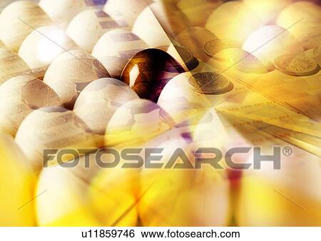 Eggs superimposed on a yellow background View Large Illustration Stock Illustration - Eggs superimposed on a yellow background. Fotosearch
